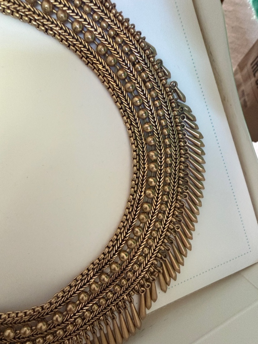 Stella & Dot Antique Gold Multi-Layer Fringe Collar Necklace - Picture 6 of 13